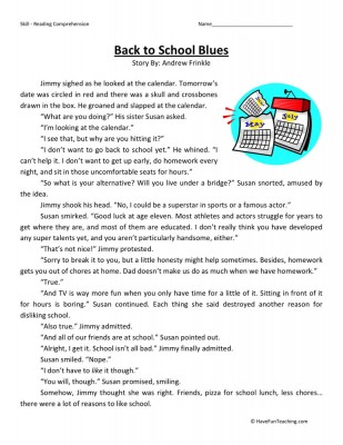 Third Grade Reading Comprehension Worksheets