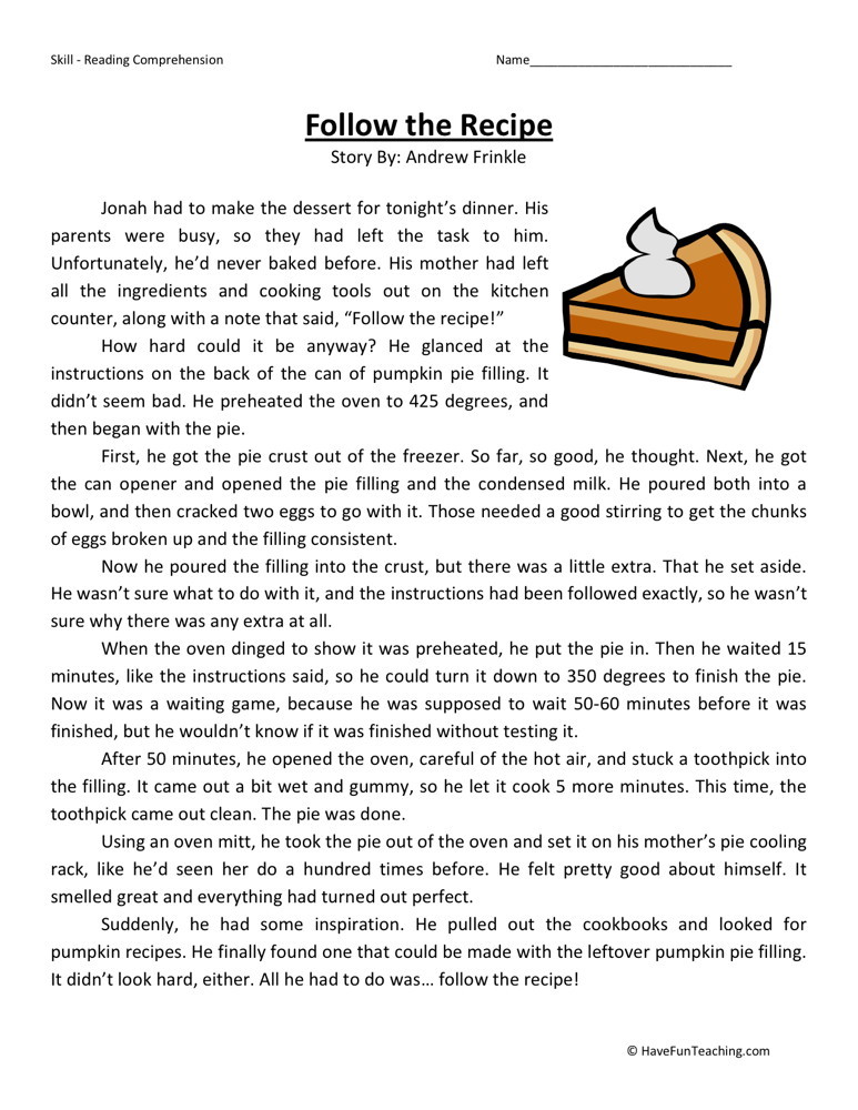 reading-comprehension-worksheet-follow-the-recipe