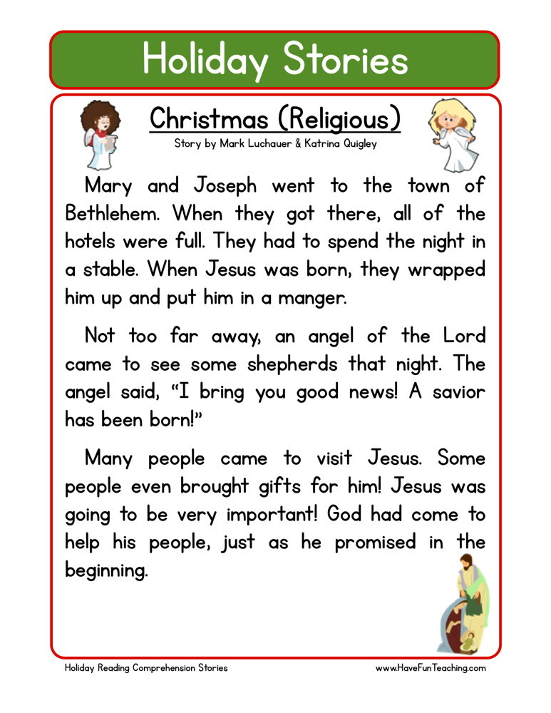 Reading Comprehension Worksheet - Christmas (Religious)