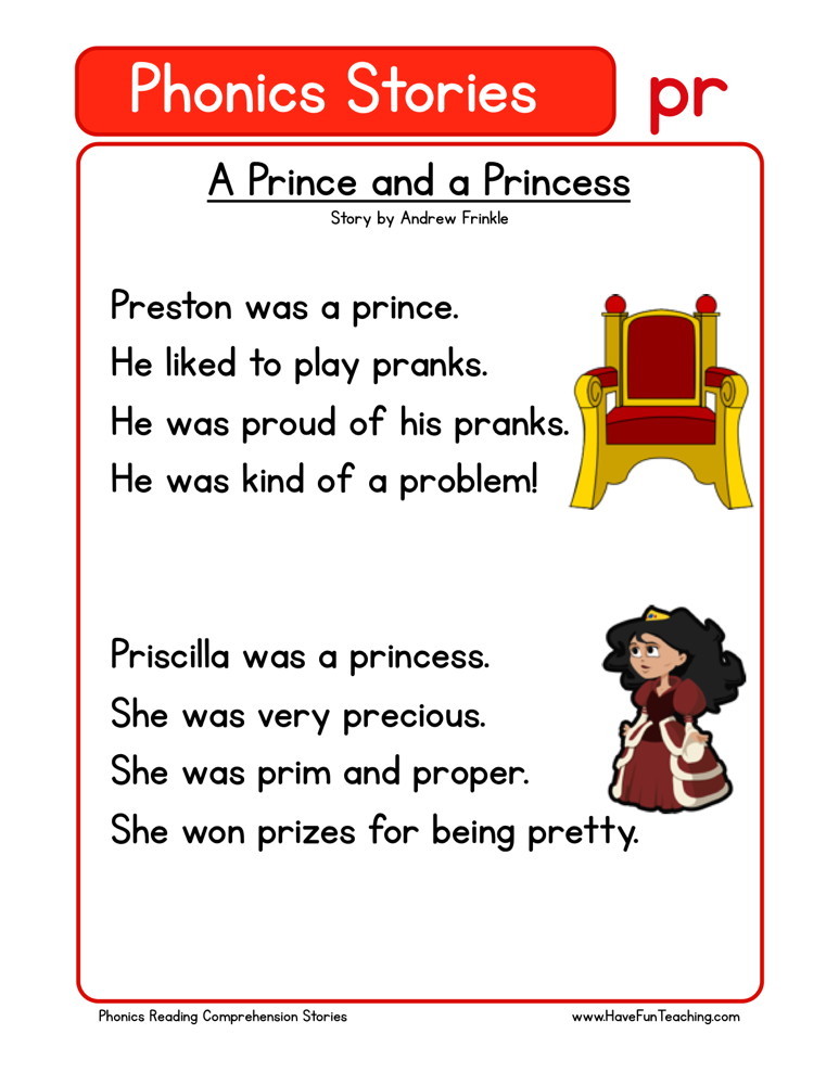 Reading Comprehension Worksheet - A Prince and a Princess