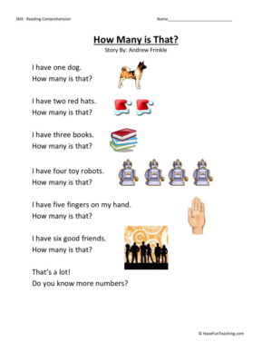 Reading Comprehension Worksheet - How Many is That?