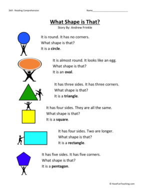 Reading Comprehension Worksheet - What Shape is That?