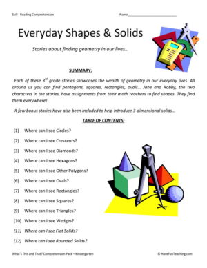 Reading Comprehension Worksheet - Everyday Shapes Collection