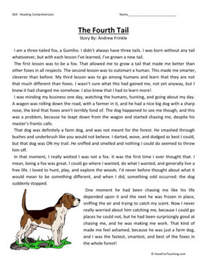 Reading Comprehension Worksheet - The Fourth Tail