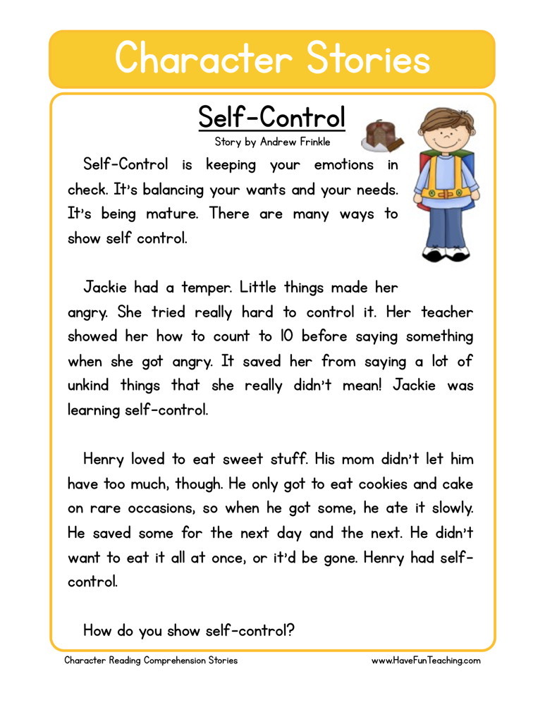 reading-comprehension-worksheet-self-control