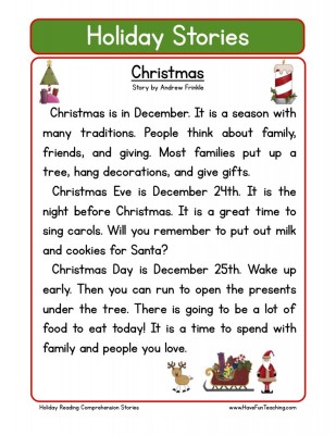 Reading Comprehension Worksheet - Christmas