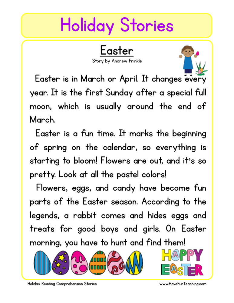 Reading Comprehension Worksheet - Easter