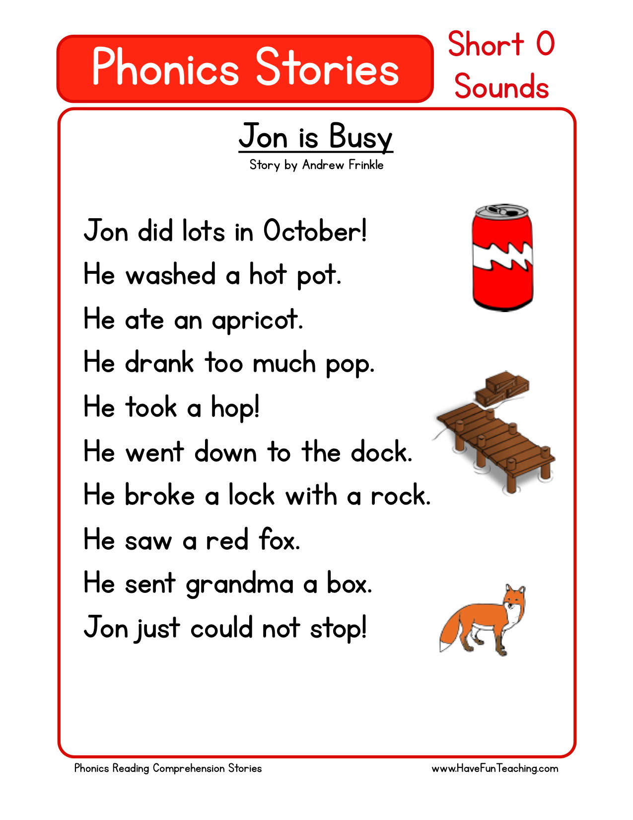 Reading Comprehension Worksheet - Jon is Busy