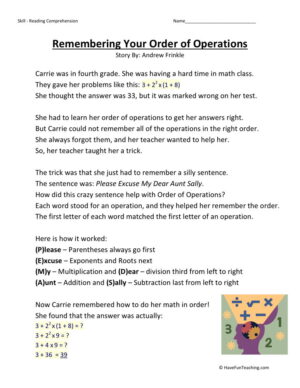 Remembering Your Order of Operations