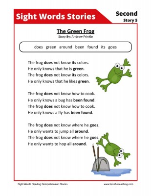 Sight Words Reading Comprehension Worksheets
